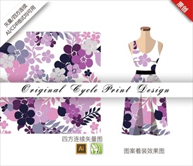 矢量抽象梨花四方连续