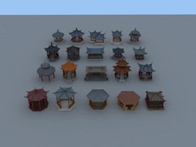 仿古亭全套材质模型