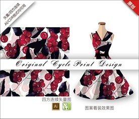 矢量中国风枇杷四方连续