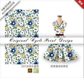 矢量抽象迎春花四方连续