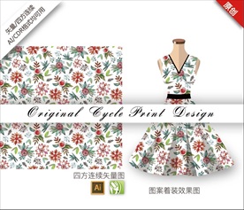 矢量中国风石竹四方连续