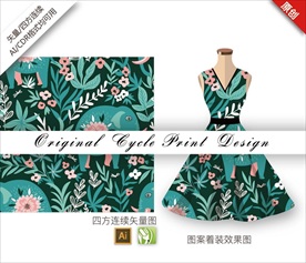 矢量大象茼蒿四方连续