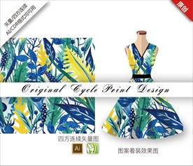 矢量抽象树叶四方连续