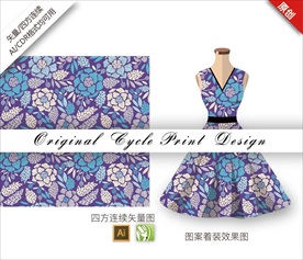 矢量中国风水仙四方连续