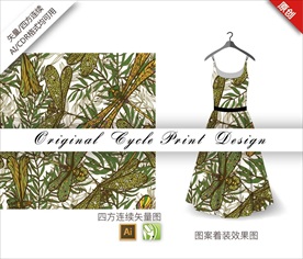 矢量蜻蜓草丛四方连续