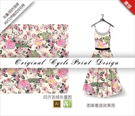 矢量木芙蓉仙客来四方连续