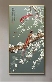原创玄关梅花喜鹊喜梅装饰画壁画