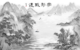 奢华中国风山水画 TIF分层