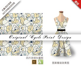 矢量简约郁金香四方连续