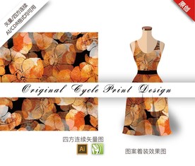 矢量手绘腊梅四方连续