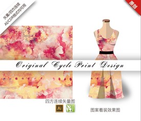 矢量中国风虞美人四方连续