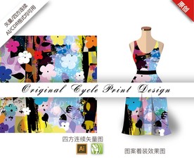 矢量抽象梅花四方连续