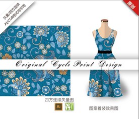 矢量海棠荷兰菊四方连续