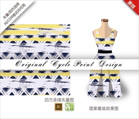 矢量抽象涂鸦插画四方连续