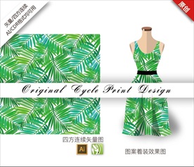 矢量叶子热带四方连续