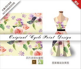 矢量抽象大花蕙兰四方连续