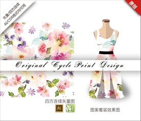 中国风榆叶梅四方连续