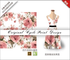 矢量中国风凌霄四方连续