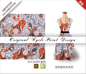 原创抽象欧式腊梅四方连续