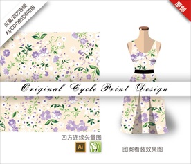 矢量樱花小碎花四方连续