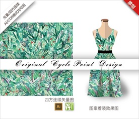 唯美清新树叶四方连续