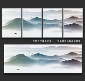 卧室挂画 新中式山水 床头画