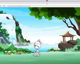 简笔人物在彩色画面走过6秒