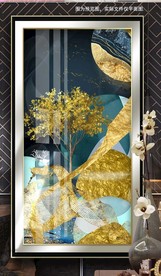 玄关过道发财树晶瓷画装饰画