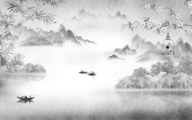 灰色 新中式背景墙 TIF分层