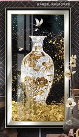 平安花瓶寓意玄关装饰画晶瓷画