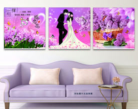 蝶恋花幸福情侣薰衣草无框画