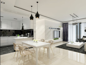 后现代 客厅 餐厅 科技白