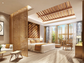 酒店 大床房 新中式 实木