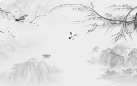 花鸟中国风山水画 TIF分层