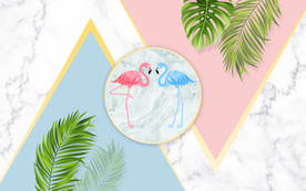 北欧小清新几何火烈鸟电视背景墙