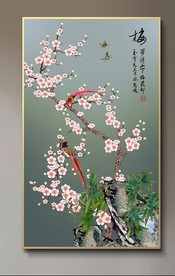 原创玄关梅花喜鹊喜上眉梢装饰画