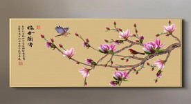 原创玉兰花鸟雅啥兰香装饰画