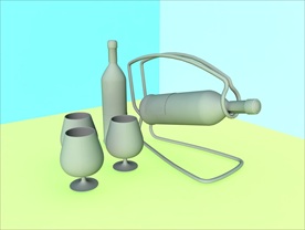 酒瓶模型 红酒架 C4D模型