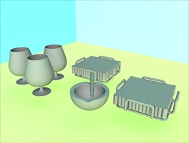 酒杯模型 烟灰缸 C4D模型