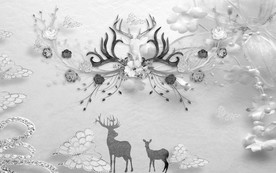 灰色麋鹿装饰画 TIF分层