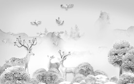 高档 灰色背景墙画 TIF分层