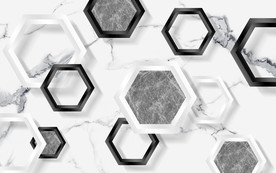 3D立体几何爵士白大理石背景墙