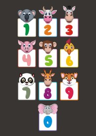 卡通可爱动物头像数字学习牌