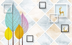 3D立体几何叶子北欧电视背景墙