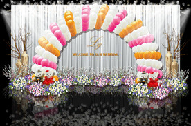 浪漫气球拱门婚礼背景效果图