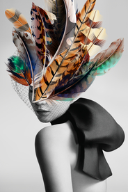 创意羽毛美女黑白设计玄关装饰画