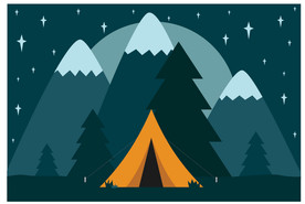 雪夜露营矢量图