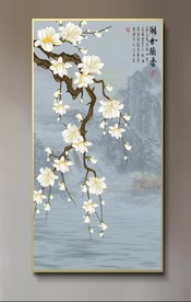 原创玄关手绘玉兰雅啥兰香装饰画