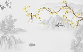 中式新灰色山水画 TIF分层