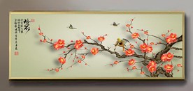 原创高清梅花喜鹊装饰画背景墙